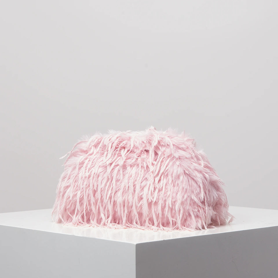 Dopamine-style clip bag, Y2K plush clutch bag, candy-colored women's purse, dinner dress clutch