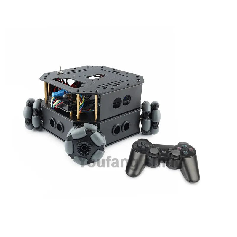 4 Dof Robotic Arm with 4WD Car Omni Wheel Obstacle Avoidance Motor Servo RC Car for Arduino Robot DIY Kit Ps2 Programmable Robot