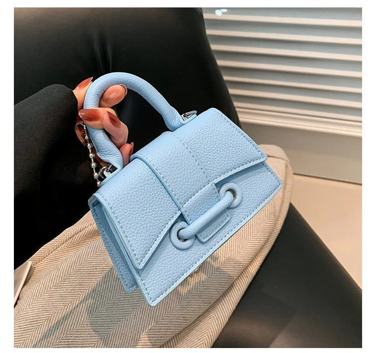 Women Mini Handbag Korean Style Chic Solid Texture Chain Crossbody Bag Ladies Summer High-Grade New Lipstick Commuter Bags