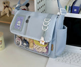 Y2K Japanese Harajuku School Bags for Teenage Girls New Transparent Itabag Crossbody Bag DIY Badges Display Plate Ita Bag