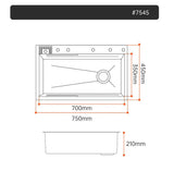 304 Stainless Steel Kitchen Sink, Large Single Sink, Thickened Whale Relief, Digital Display, Washbasin, Washbasin