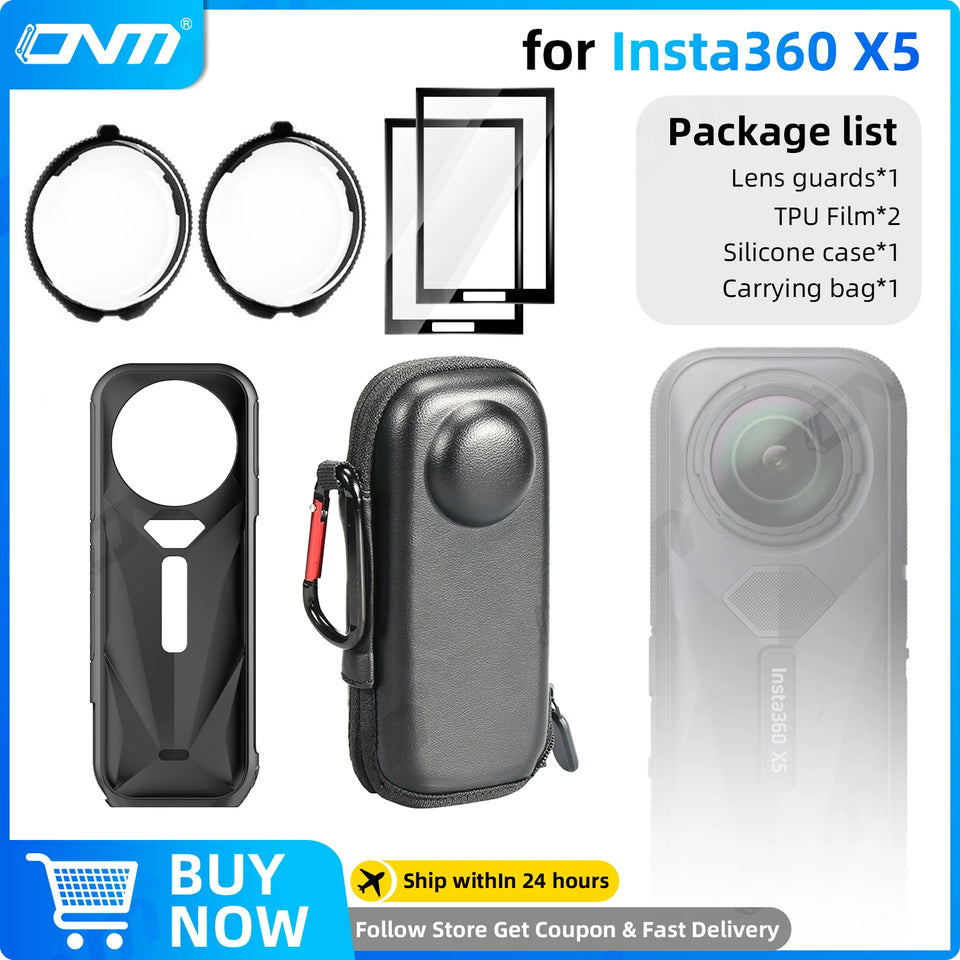 Accessories Set for Insta360 X3 X4 X5 Lens Guard Screen Protector Storage Bag Silicone Case Lens Cap Protective Frame Insta 360