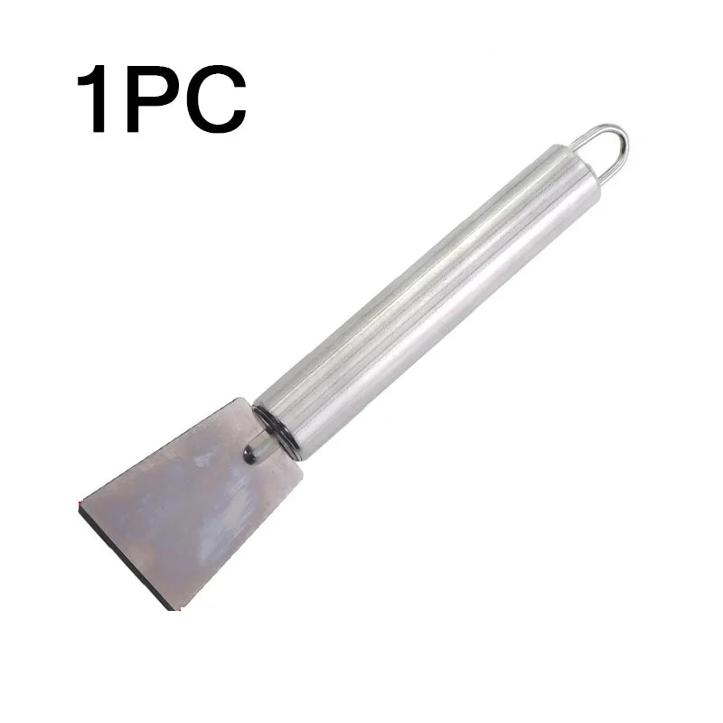 Powerful Stainless Steel Scraper, Heavy Duty Kitchen Cleaning Tool Removes Stubborn Stains from Pots Stove Tile Grill