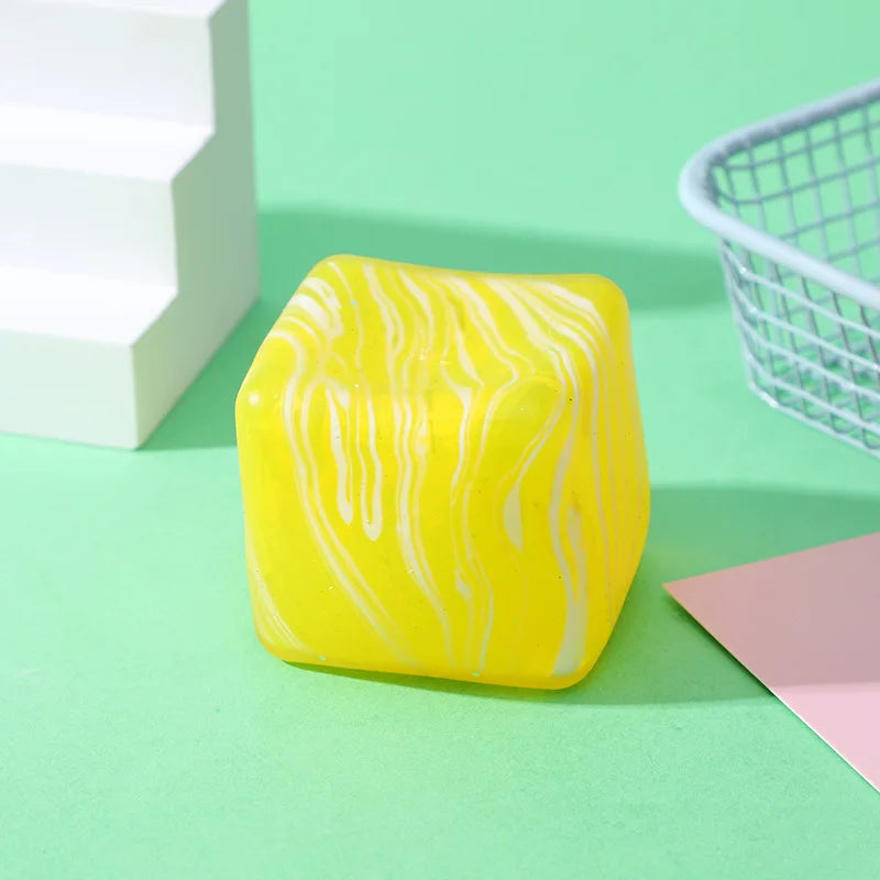 Marbled Streak Cube Squishy Stress Relief Squeeze Toy Slow Rising Anti Anxiety For Office Workers Daily Relaxation Fun Toys Gift