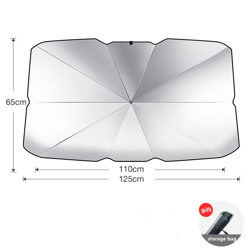 Folding Car Sunshade Umbrella Windshield Front Sun Shade Titanium Silver Material Car Window Summer Sun Protection Accessories