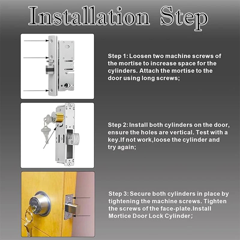 2Pcs Brass Mortise Cylinder Locks with 2 SC1 Keyway Keys fit Standard Commercial Door Replacement Lock (1 1/8" Inch)