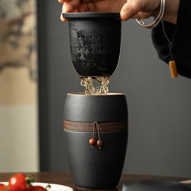 Tea Separation Tea Cup Ceramic with Lid Creative Tea Cup Personal Filter Office Portable Household Water Cup