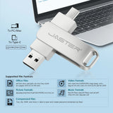 JASTER Metal USB TYPE-C 2 IN 1 Pen Drives 16GB silvery Flash Drive 64GB Commercial Affairs Gifts Memory Stick 4GB 8GB 32G U Disk
