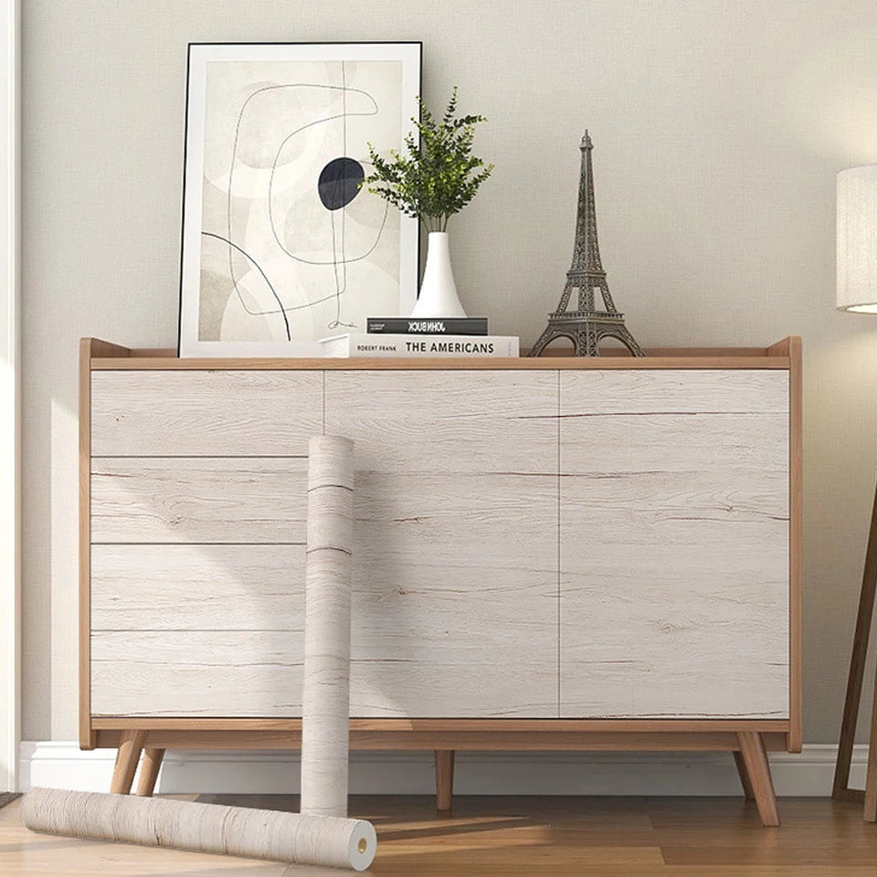 PVC Waterproof Self Adhesive Wallpaper Wall in Rolls Furniture Cabinets Vinyl Decorative Film Wood Grain Stickers For Home Decor