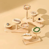 Wooden Ladder Shelf Multi Round Display Stand Storage Rack Solid Versatile Wood Jewelry Display Stand Cosmetics Doll Storage Rac