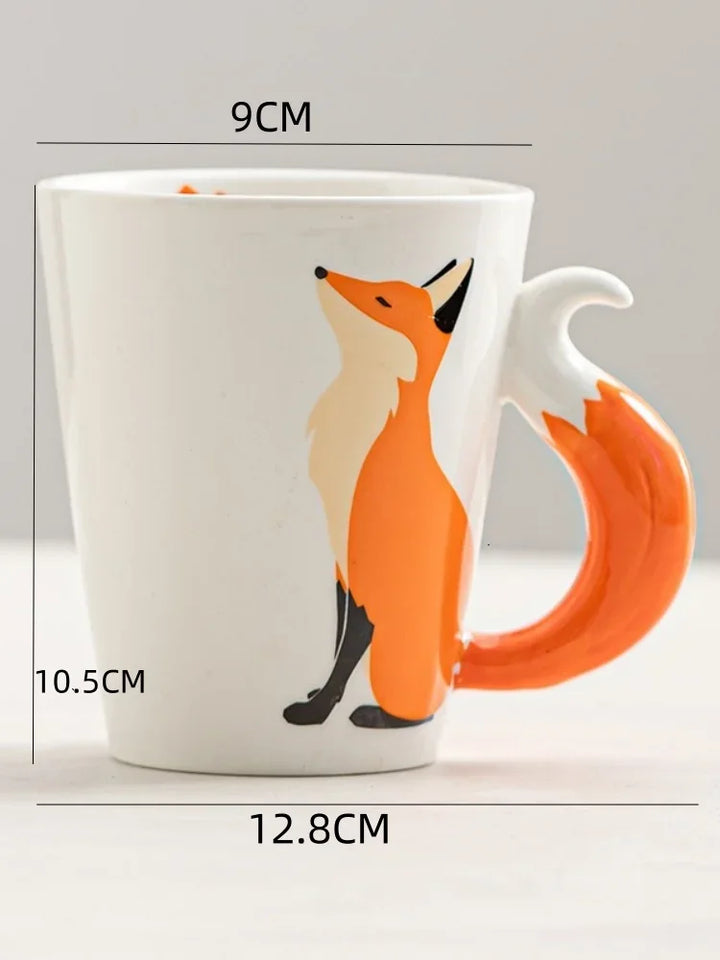 360ML 3D Fox Ceramic Cups Cartoon Animal Pattern Coffee Mugs Afternoon Tea Anti-scalding Milk Mug Home Office Kid Gifts Cup