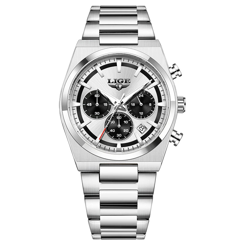 LIGE Top Luxury Man Quartz Watch Waterproof Luminous Date Chronograph Watches For Men Stainless Steel Fashion Men's Watch Reloj