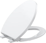 17"/19" Elongated Round White Toilet Seat, Slow Soft Close Magnets Down Lock Quick Release, Quick Top Mount Toilet Seat