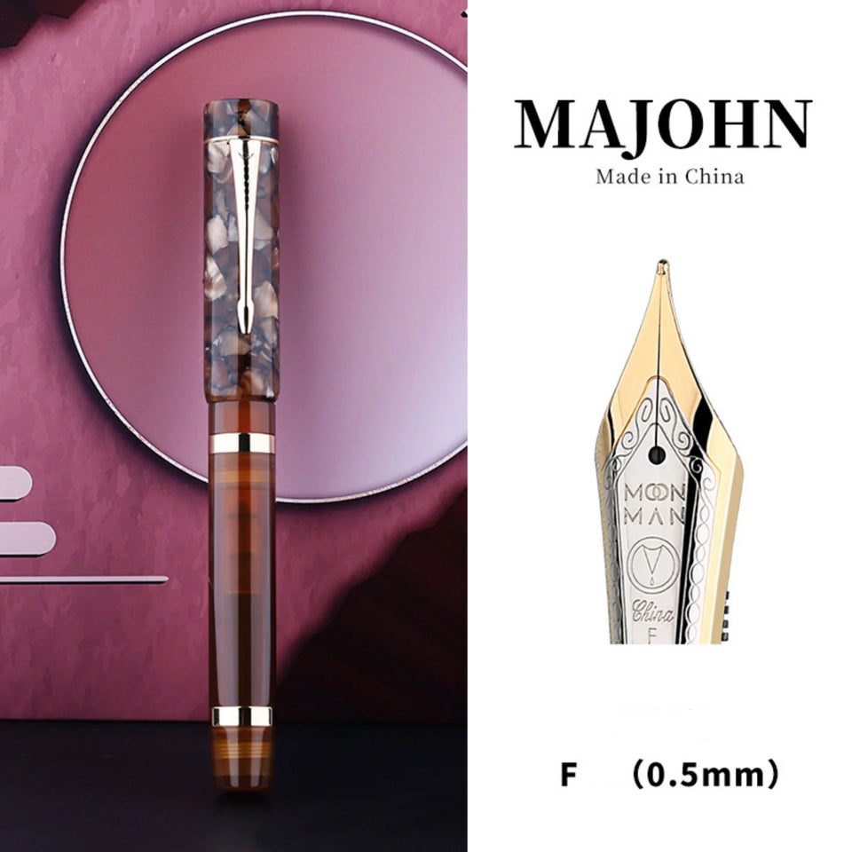 Majohn M700 Resin Fountain Pen EF/F Nib 0.5/0.38mm with A Converter Germany Imported Ink Pen Beautiful Students Gifts