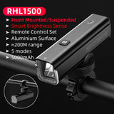 ROCKBROS Bike Light 1500LM 5000mAh Bicycle Light IPX6 Aluminum Type-C Rechargeable Smart Brightness Sense Adjust Cycling Lamp