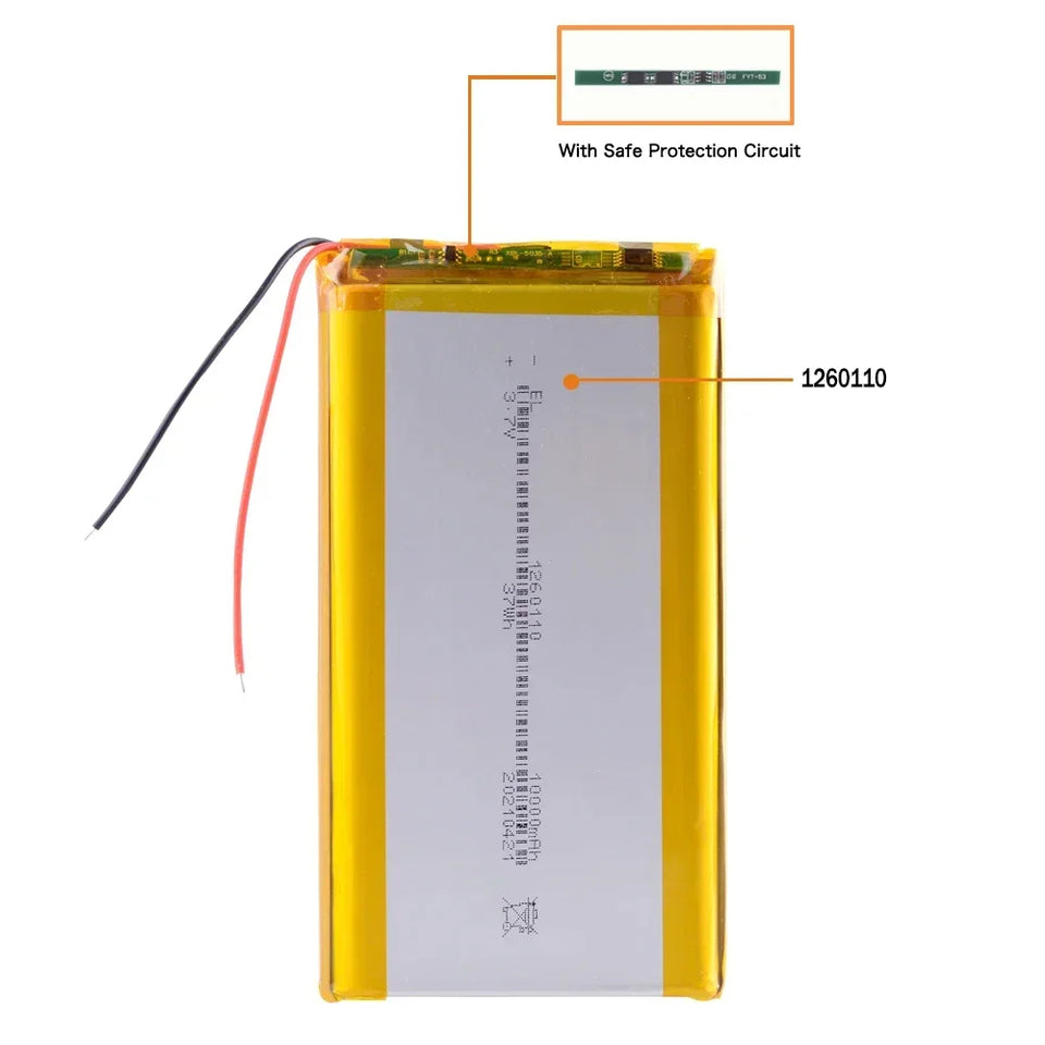 High Qulity 3.7V 10000mAh 1260110 Rechargeable Polymer Batteries Lipo Li-Po For Toy Power Bank GPS Laptop Camping Lights Diy