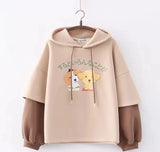 Harajuku Funny Women Hoodies 100% Cotton Winter Plus Fleece Cute Pink Anime Sweatshirt Teen Girl Kawaii Long Sleeve Y2K Hoodie