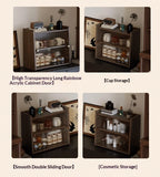 Walnut Wood Living Room Cabinet Storage Dresser Drawer Display Cabinet TV Stand Sideboard Organizer Cup Rack Included Cabinet