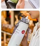 GIANXI 1000ml Spring Cap Large Capacity Vacuum Cup 316 Stainless Steel Coffee Cup Portable Outdoor Sports Water Bottle