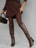 Women's Coffee Brown Opaque Tights High Stretch Solid Color Footed Pantyhose for Fall Winter