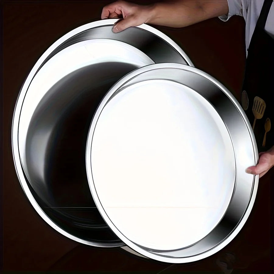 3-Pack Stainless Steel Baking Trays - Heat Resistant round Pizza Pans for Home And Commercial Use Easy to Clean Perfect for Chri