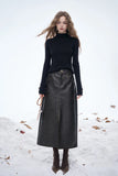 ELFSACK 2025 Winter New Arrivals Elegant Minimalist Classic Slim Fit Half High Neck Solid Gold Button Cuff Knit Sweater For Wome