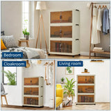 3/4/5-Tier Foldable Storage Cabinet with Lids & Wheels, Stackable Plastic Organizer for Closet, Bedroom, Office & Kitchen