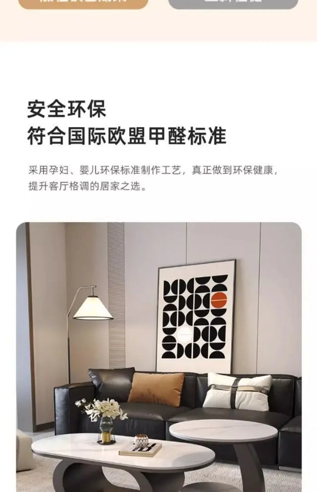 Italian minimalist new rock slab coffee table living room home simple modern high-end combination light luxury oval tea table