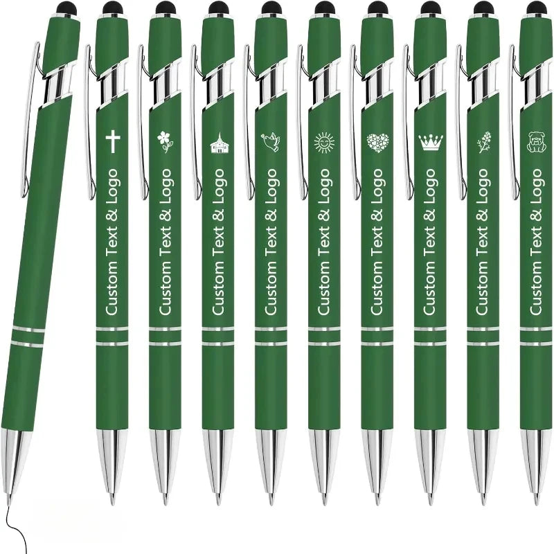 10 pcs Bulk Custom Pens Personalized with Name Engraved Text/Logo Stylus Tip Black Ink Options for Events & Promotions 10/1 pcs