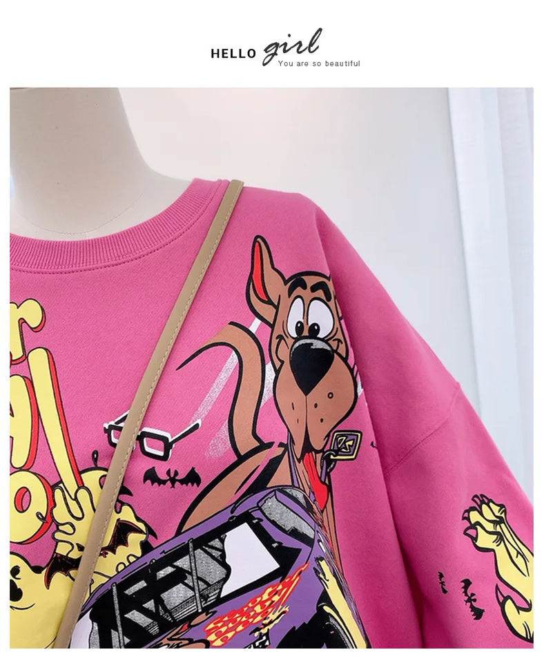 Letter Printing Sweatshirt Women High Street Cartoon Puppy Car Clothes Casual Crew Neck Sweater Bulk Items Wholesale Lots
