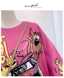 Letter Printing Sweatshirt Women High Street Cartoon Puppy Car Clothes Casual Crew Neck Sweater Bulk Items Wholesale Lots
