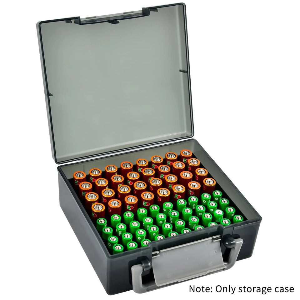 Battery Storage Organizer Holder Holds 72 AA AAA Batteries, Battery Box Case Garage Container,Home Drawer Organization Dispenser