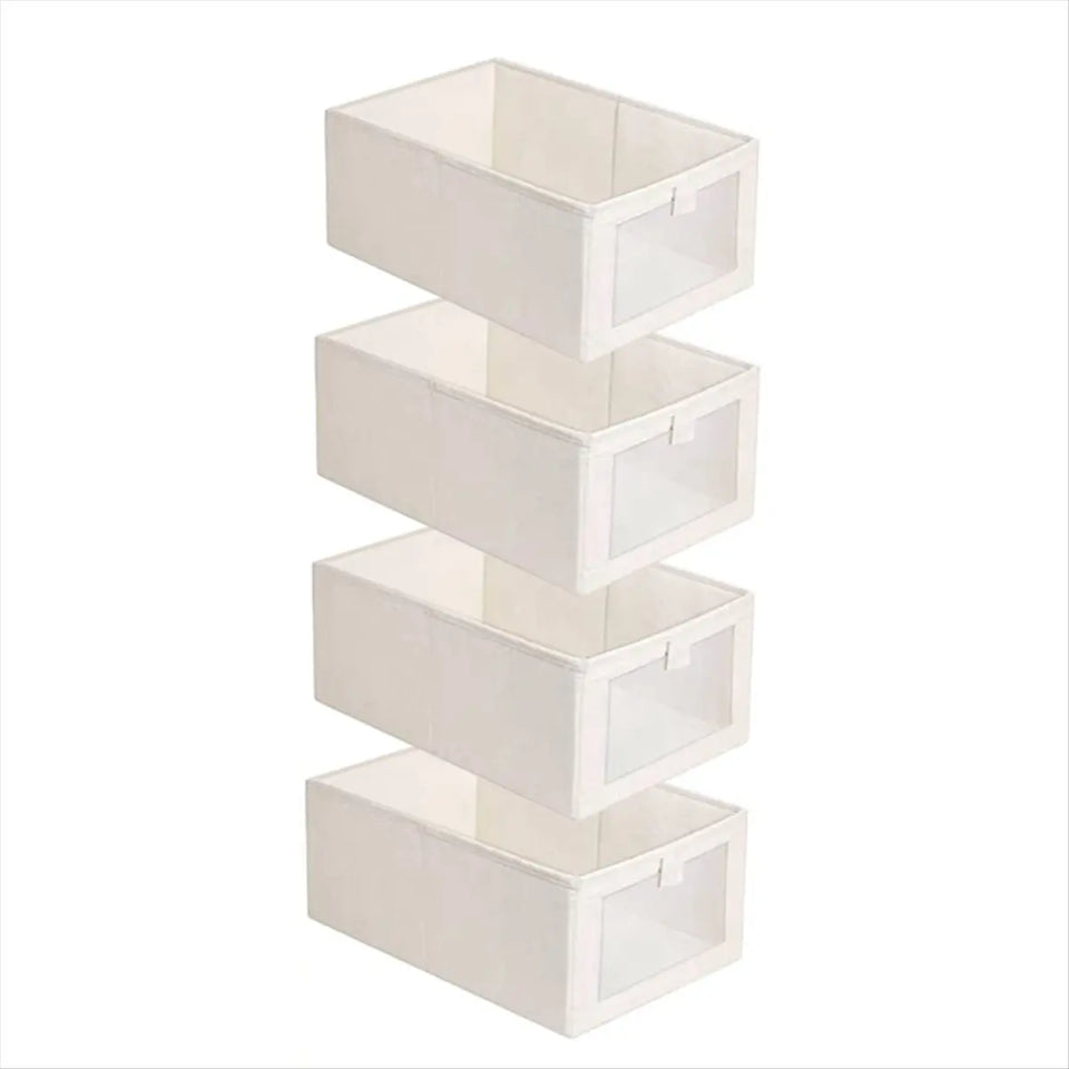 [CLOS] 4 Pack Storage Bins, Storage Containers for Organizing Clothing, Jeans,Closet - Closet Organizers and Storage Beige