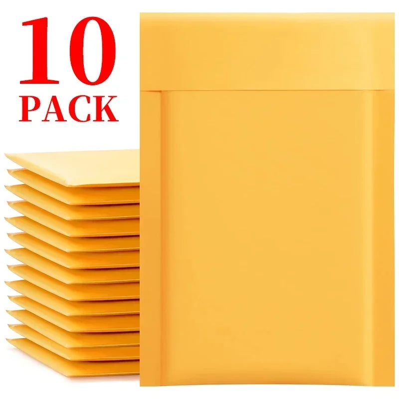 50-10Pack Kraft Bubble Mailers Self-Sealing Storage Paper Envelopes Waterproof Cushioned Padded Foam Shipping Bags for Packaging