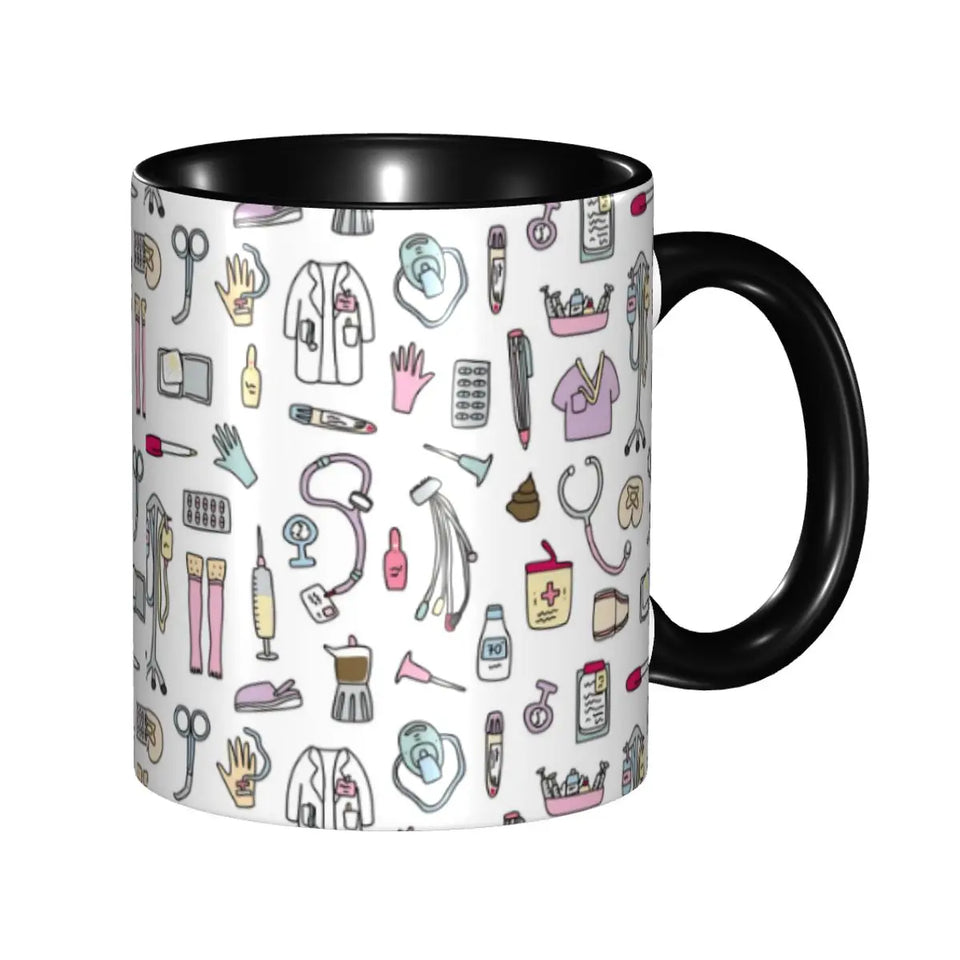 Pink Doctor Nurse Coffee Mugs DIY Customized Enfermera En Apuros Ceramic Milk Tea Mug Cup