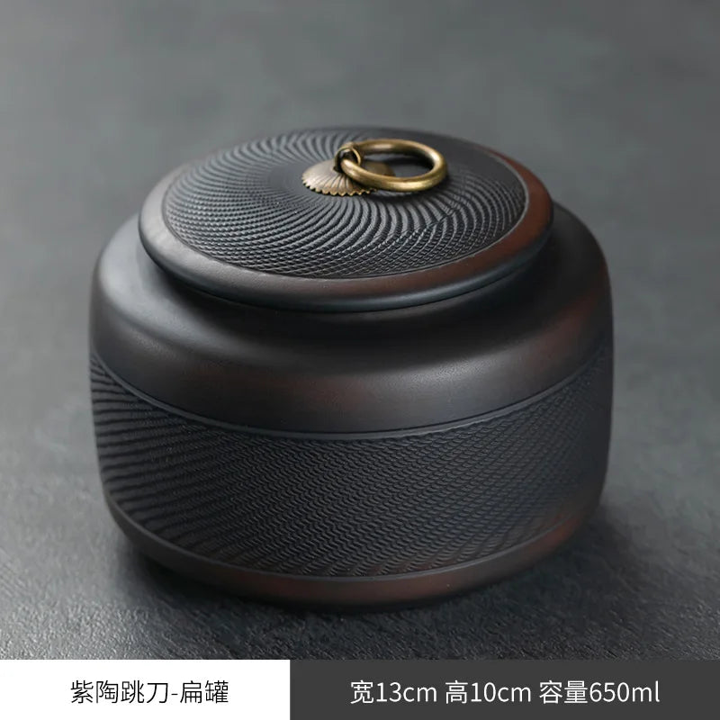 tea organizer Porcelain Purple pottery tea can Sealed moisture-proof jar ceramic purple clay awaken tea jar Pu erh storage jars
