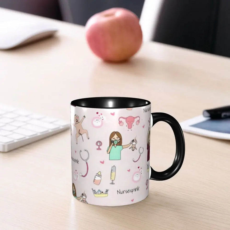 Pink Doctor Nurse Coffee Mugs DIY Customized Enfermera En Apuros Ceramic Milk Tea Mug Cup