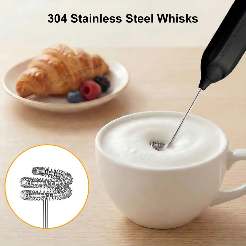 Electric Milk Frother Handheld Egg Beater USB Rechargeable Mini Cordless Coffee Whisk Milk Foam Maker Automatic Eggs Blender