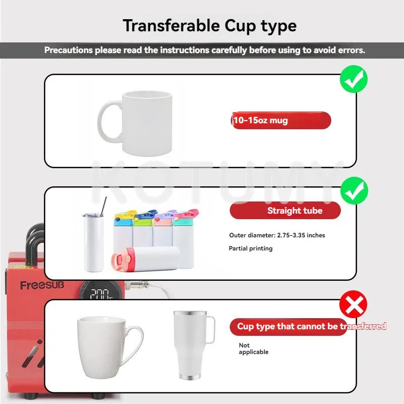Mug Heat Press, Mini Cup Press Machine, Diy Sublimation Blanks 11oz Coffee Mugs Tumblers With Tape Gloves Accessories
