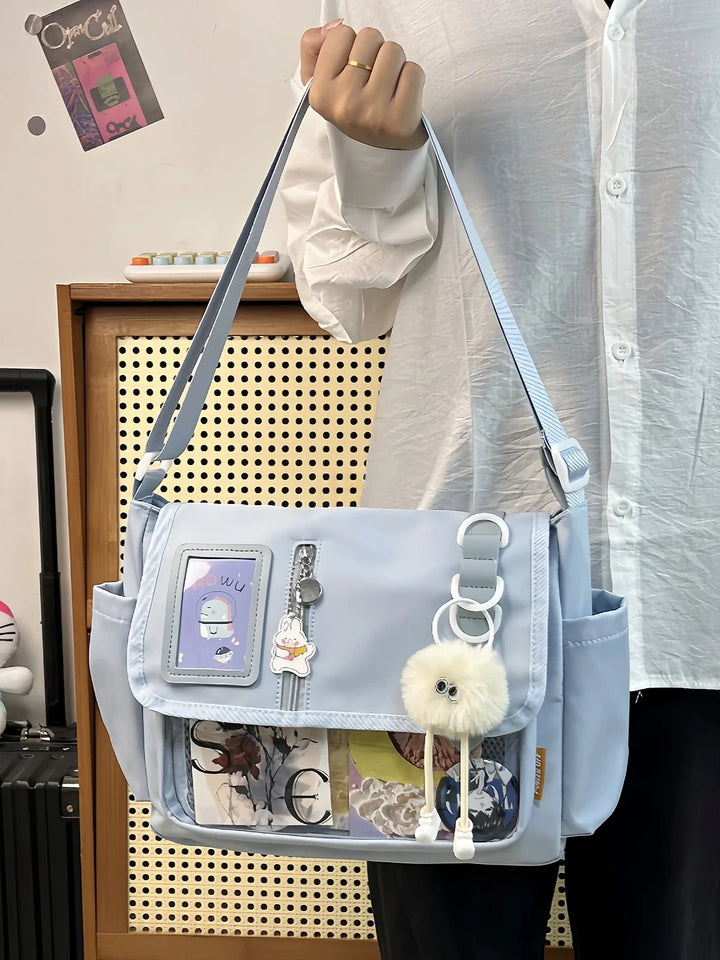 Y2K Japanese Harajuku School Bags for Teenage Girls New Transparent Itabag Crossbody Bag DIY Badges Display Plate Ita Bag