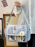Y2K Japanese Harajuku School Bags for Teenage Girls New Transparent Itabag Crossbody Bag DIY Badges Display Plate Ita Bag