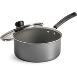 Nonstick Covered Sauce Pan 3 Quart Aluminum Dishwasher Safe Easy Cleanup Stay Cool Handle Tempered Glass Lid Kitchen Cookware