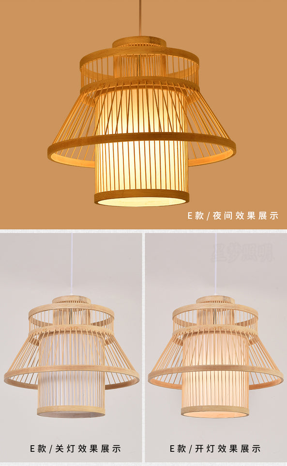 Bamboo Artwork Chandelier Lantern Tea Room Restaurant Restaurant Hot Pot Restaurant Japanese Style Retro Zen