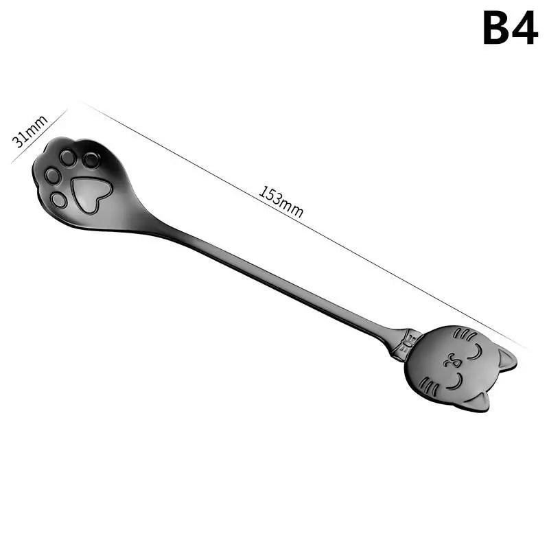 Creative Cat Claw Spoon Ice Cream Cake Dessert Teaspoon Scoops Tableware Kitchen Accessories Stainless Steel Coffee Mixing Spoon