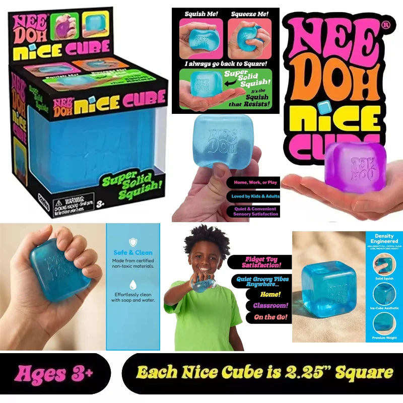 Squishy Schylling Needoh Nice Cube Sensory Toy-** Fidget Squishies Needooh Needoh Anti-Stress Blocks Pressure Relief Toy 스퀴시 말랑이