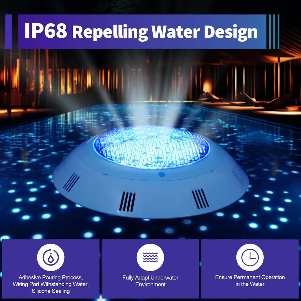45W & 36W RGB LED Pool Light IP68 Waterproof 460/360 LEDs 2500/3600lm Remote Control for Swimming Pool Fountain Pond