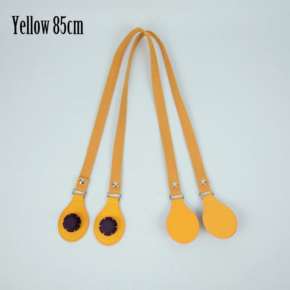 New Arrival Long Thicken Polyester Cotton Flat Handles With Faux Leather PU Drop End with Silver Rivet for OBag for EVA O Bag