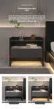 Modern Simple Bedroom Furniture Wooden Glass Bedside Table Storage Side Cabinet