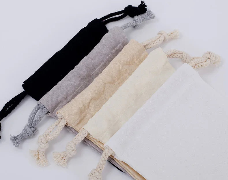 Cotton Drawstring Storage Bag White Canvas Bags for Candy Gift Package Pouch Reusable Home Sundries Organize Dustproof Sacks