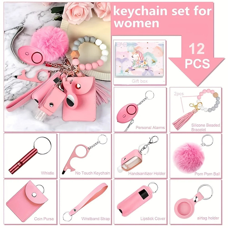 Self Defense Security KeychainSafety Keychain Full Set Set with Personal Alarm Protective Keychain Accessories for Women Girls